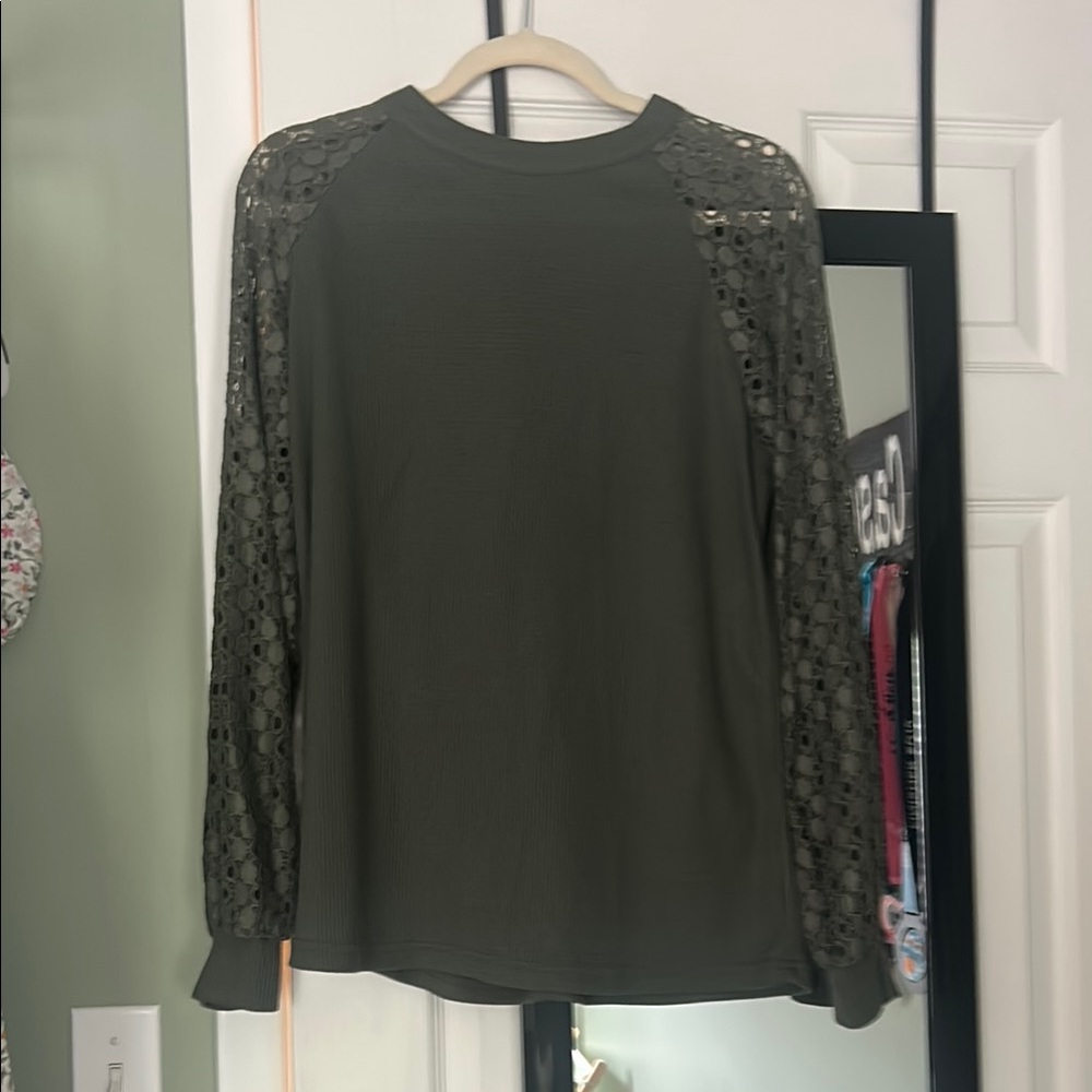 Lace Sleeve Olive Women's Sweatshirt